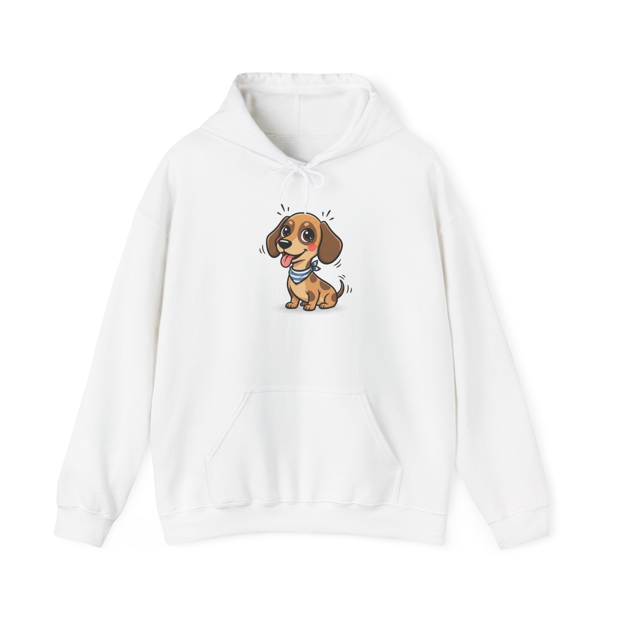 Cartoon Dachshund Hoodie — Cute Wiener Dog Graphic Hooded Sweatshirt
